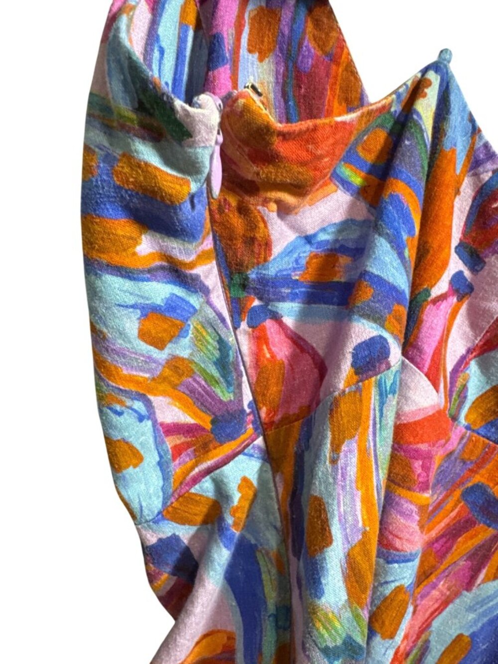 Farm Rio Coloured Bananas Linen-Blend Mini Dress Multicolor L MSRP $165 - Picture 8 of 8
